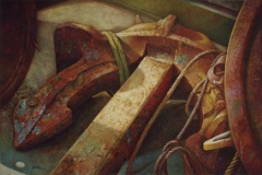 EL GIGANTE DORMIDO . Alquídico y óleo sobre lienzo 97 x 146 cm.  2002